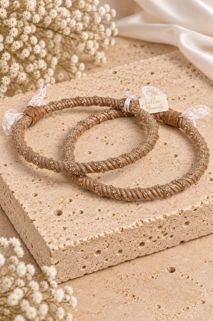Στέφανα γάμου boho μίνιμαλ με χρυσές λεπτομέρειες και διακριτική λάμψη