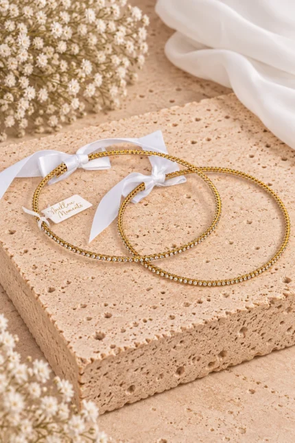 Χρυσά στέφανα γάμου 24Κ με κρύσταλλα Swarovski